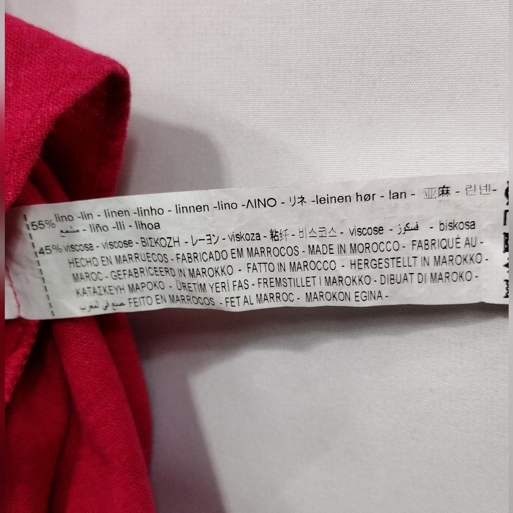 Zara Cerise Linen Ruffle Front Pencil Skirt Women's  S Pink Office Career Casual - Picture 10 of 10